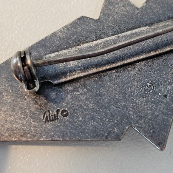 Vintage Nuri Silver & Abalone Art Deco Diamond Shaped Brooch - Picture 3 of 6